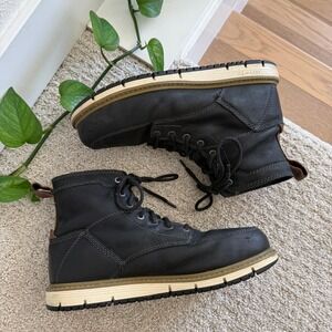 KEEN UTILITY SAN JOSE Men 9 Black Leather Work Boots ASTM SAFETY TOE BLACK